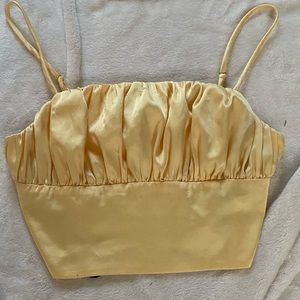 Yellow satin like crop top